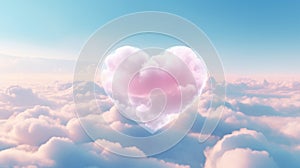 art made of clouds in the sky, lovely Valentine\'s Day heart in the clouds as an abstract backgroun