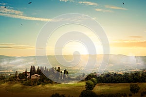 Art morning Tuscany - scenic landscape, Italy