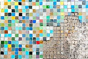 Art mosaic glass or seamless glass mosaic on the wall, glass mosaic background.