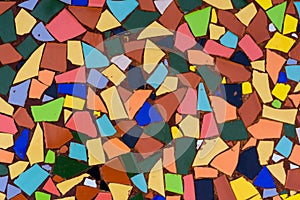 Art mosaic glass.Colorful trencadis,texture broken tiles mosaic.