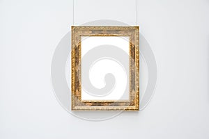 Art Museum Frame Blue Wall Ornate Minimal Design White Isolated