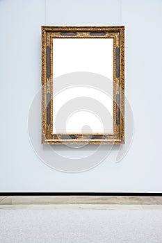 Art Museum Frame Blue Wall Ornate Minimal Design White Isolated