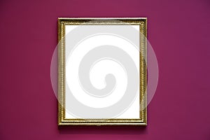 Art Museum Frame Red Wall Ornate Design White Isolated Clipping