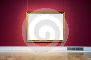 Art Museum Frame Red Wall Ornate Design White Isolated Clipping photo