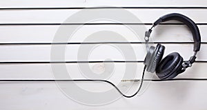 Art music studio background with dj headphones