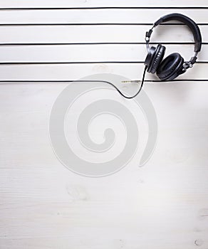 Art music studio background with dj headphones