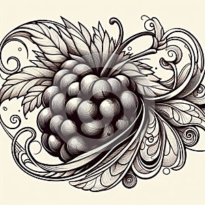 Art Nouveau Berry A berry rendered in the flowing lines and orga photo