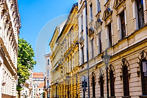 Art nouveau buildings in the old town of Budapest - Hungary