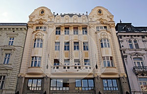 Art Nouveau facade of a bank building, Bratislava