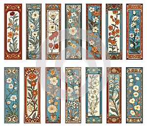 Art-nouveau floral decor. Artnouveau exquisite ornament frame banners, flower style patterns, vector romantic book photo