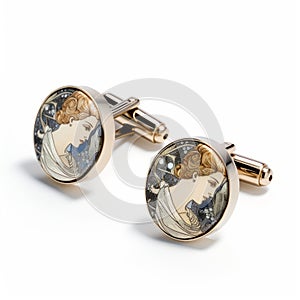 Art Nouveau-inspired Lady Cufflinks - Romantic Depictions Of Historical Events photo