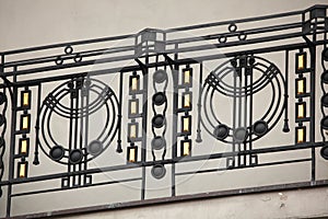 Art Nouveau ironwork balcony in Prague. photo