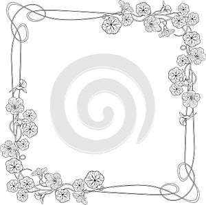 Art nouveau nasturtium flower frame