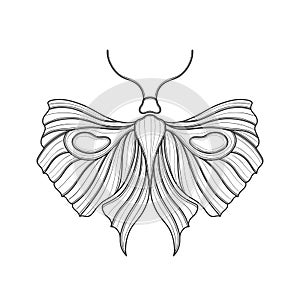 Art nouveau style basic butterfly element. 1920-1930 years vintage design. Symbol motif design. Isolated on white.