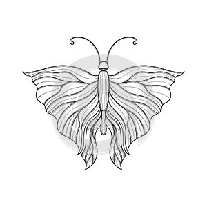 Art nouveau style basic butterfly element. 1920-1930 years vintage design. Symbol motif design. Isolated on white.