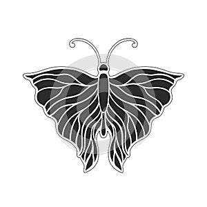 Art nouveau style basic butterfly element. 1920-1930 years vintage design. Symbol motif design. Isolated on white.