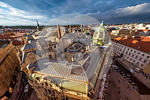 Art Nouveau style Dome of the Municipal House Obecni dum. Repu