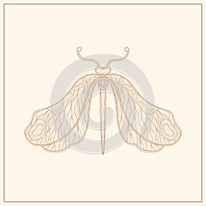 Art nouveau style dragonfly insect basic element. 1920-1930 years vintage design. Symbol motif design.