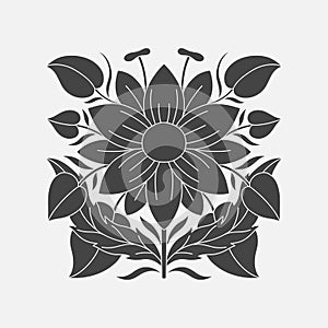 Art nouveau style flower plant basic element. 1920-1930 years vintage design. Symbol motif design.