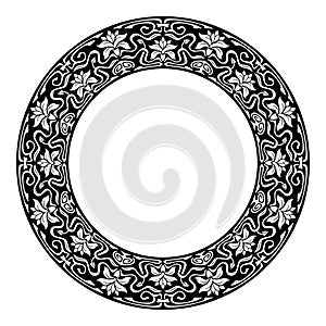 Art nouveau style round frame