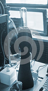 Art Object human hands printed 3D printer. Model prototype of human hand printed