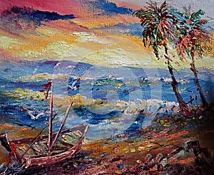 art oil painting Beach Thailand Countryside phuket thailan