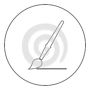 Art paint brush icon black color in circle