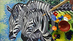 Art painting Acrylic color Thailand zebra