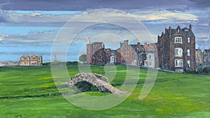 Art painting of the famous Swilcan Bridge