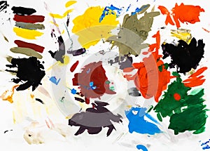 Art pallete with hardened blots of tempera paints