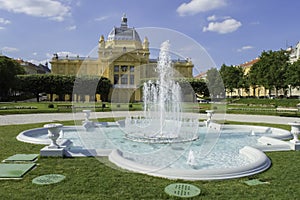 Art pavilion and fountain in Zagreb
