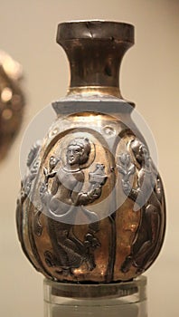 Art of Persia and Iran. Vase with female figures, 6th - 7th centuries