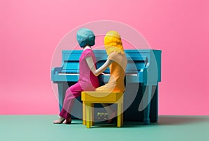 art piano trend music colourful illustration modern performance concept people. Generative AI.