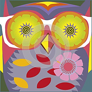 Art portrait of a comic owl teacher