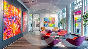 The Art of Productivity. Inspiring Interiors in the Workplace. Generative AI photo