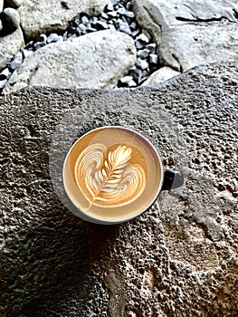 Art roseta for coffee photo