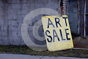 Art Sale Sign Board on Right