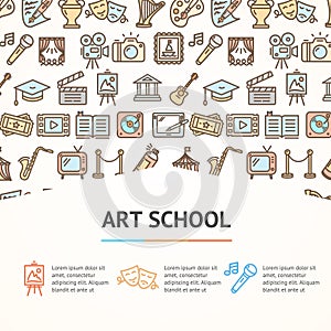 Art School Concept Infographics Banner. Vector