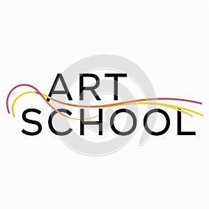 Art School Logo with Colorful Abstract Brush Strokes