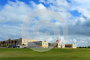 Art school in Old San Juan Puerto Rico with clouds photo