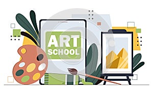 Art school online vector concept