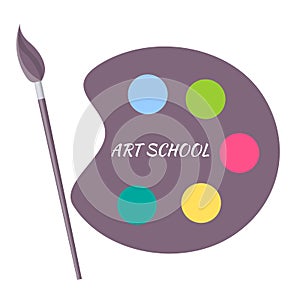 Art School Paints Color Palette with Brush Vector