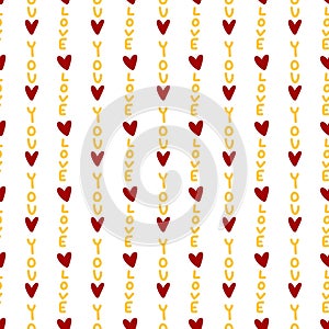 Seamless pattern of text love you background