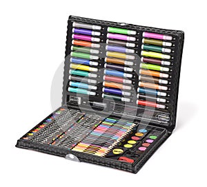 Art set of color pencil, crayon, oil pastel, felt pen, watercolor in box