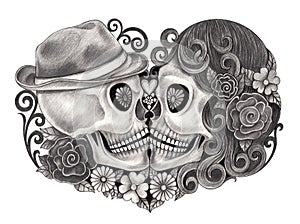 Art skull day of the dead.