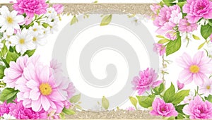 Art spring flowers frame abstract nature background