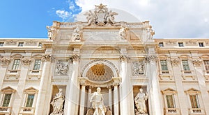 Art statue in Rome trevi fountain and  Fontana di Trevi in Rome, Italy, Trevi is most famous fountain of Rome. Architecture and