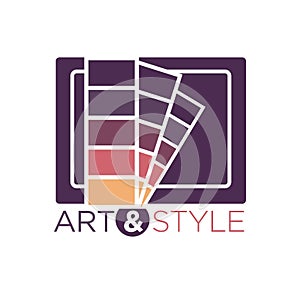 Art and style logotype with color palette isolated on white