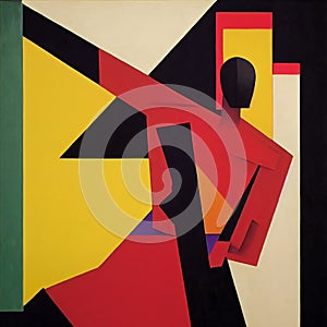 Art in the style of Suprematism. Woman dances