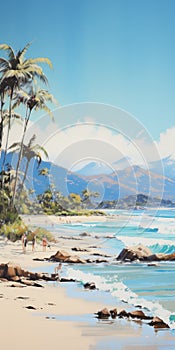 Art Of Summer Hd Palmtree Beach Landscape Digital Painting